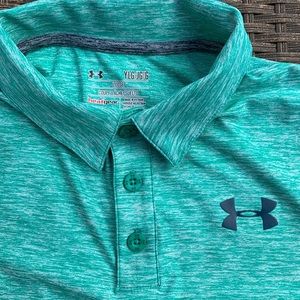 Under Armour heat gear green polo youth Large